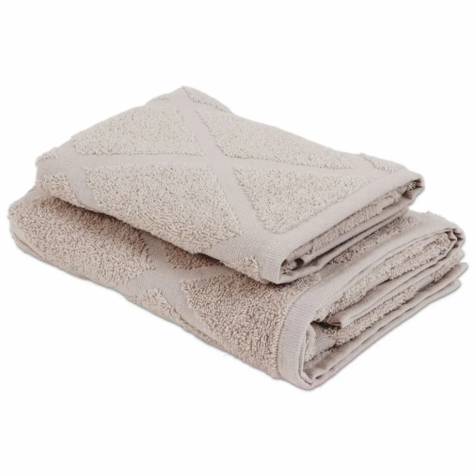 Coppia asciugamani Spugna Jacquard Rendel Sabbia