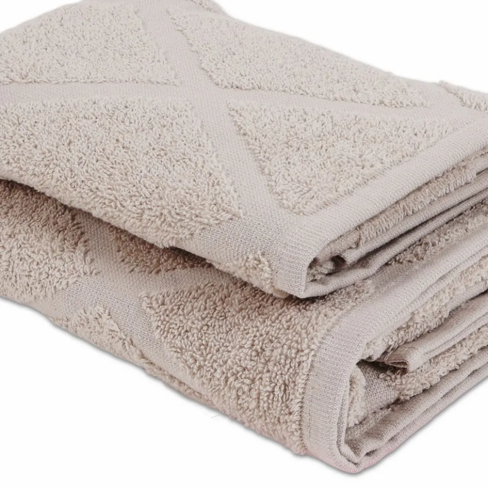 Coppia asciugamani Spugna Jacquard Rendel Sabbia
