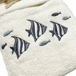 Coppia asciugamani starfish ricamati grigio