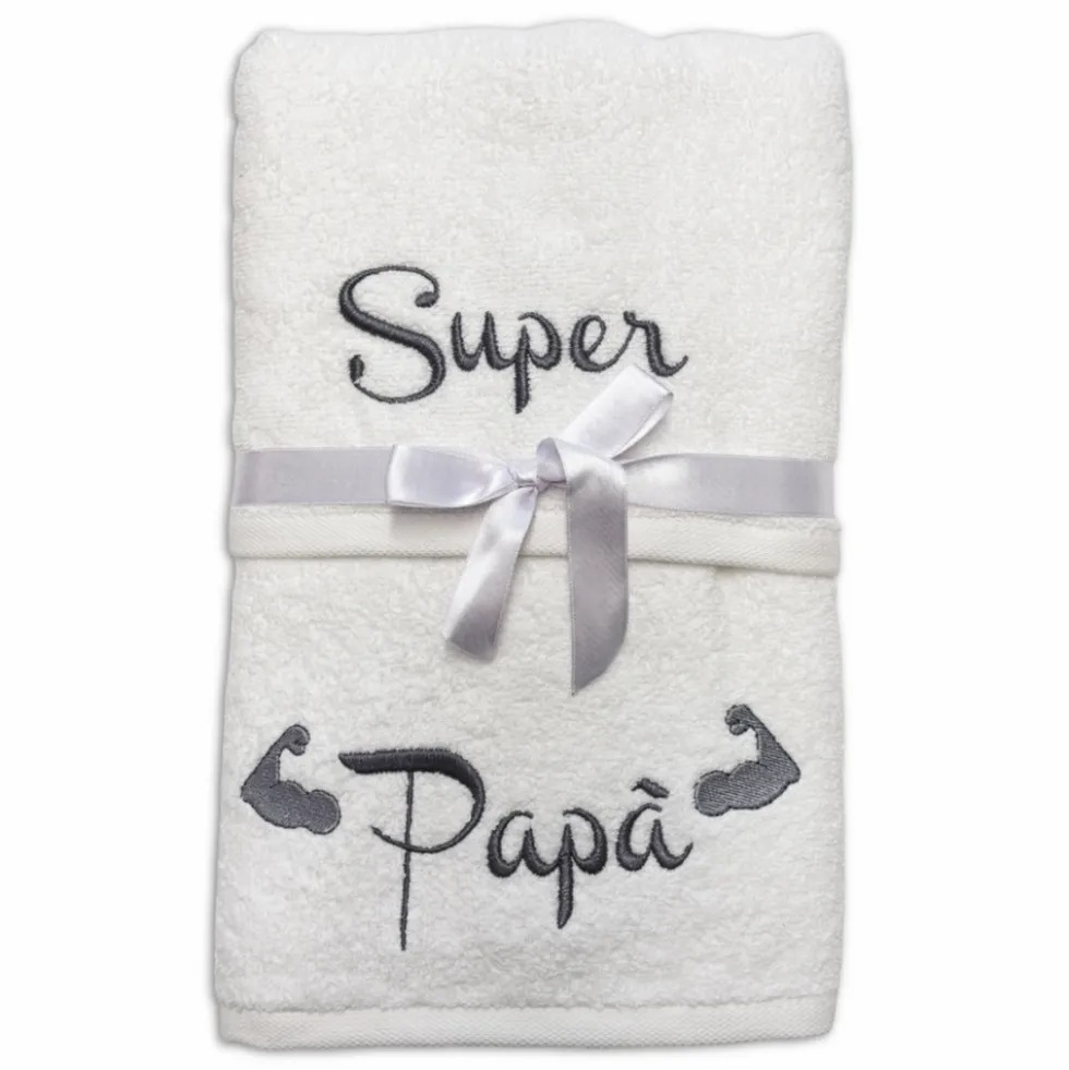 Coppia asciugamani Super papà bianchiricamati