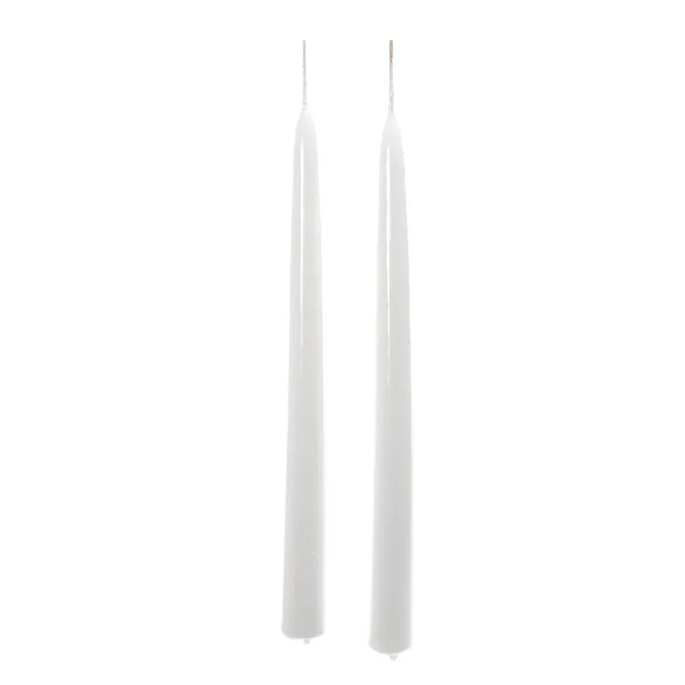 Coppia Candele a stelo in Cera lucida Avorio