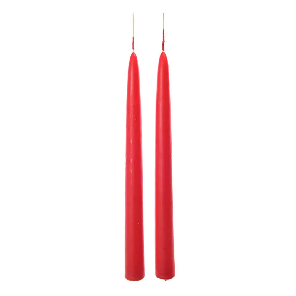 Coppia Candele a stelo in Cera lucida Rosse