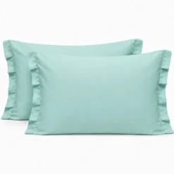 Coppia Federe con volant Verde acqua