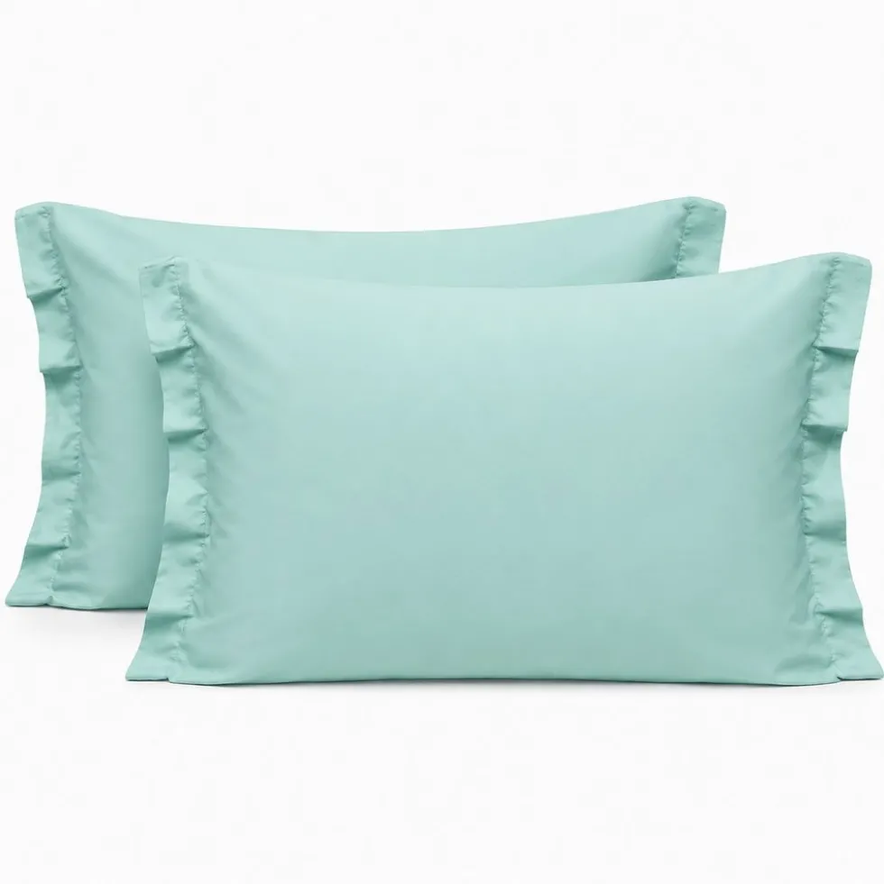 Coppia Federe con volant Verde acqua