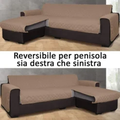 Copridivano con penisola 4 posti trapuntato antimacchia Panna