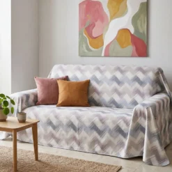 Copridivano Copriletto in piquet Zig Zag Moderno Beige Matrimoniale