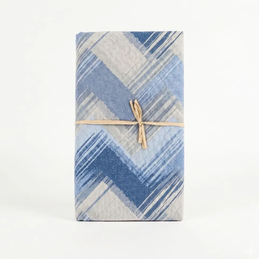 Copridivano Copriletto in piquet Zig Zag Moderno Blu Matrimoniale