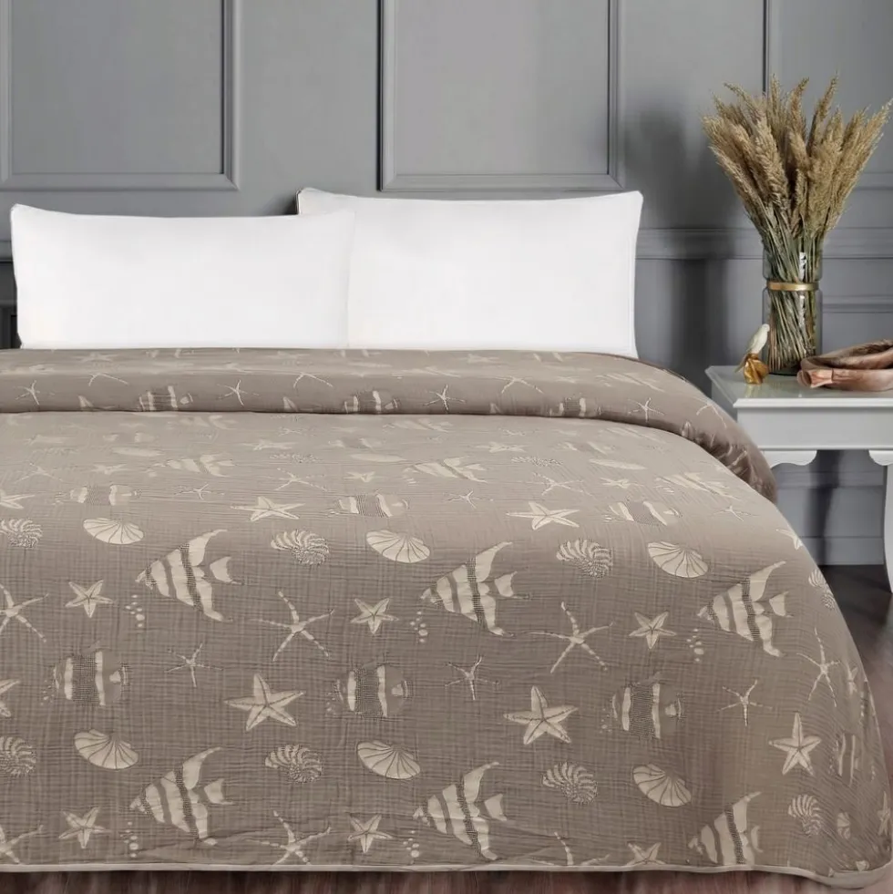 Copridivano Copriletto Jacquard Selvis Beige 210x260