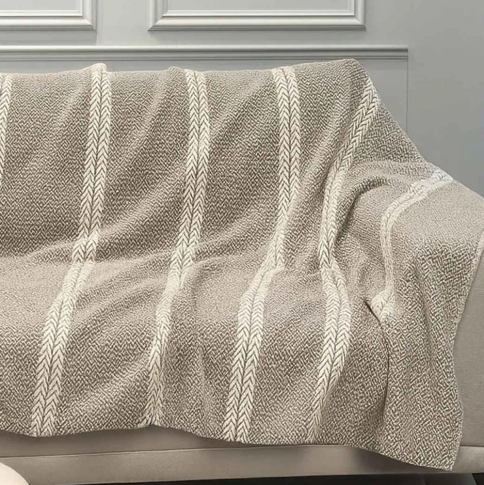Copridivano Copriletto Tilly Fondo Marrone Riga Beige 250x250