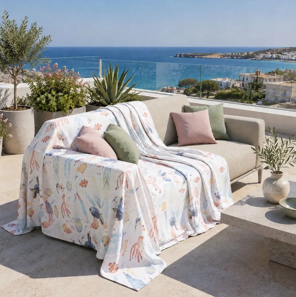 Copridivano Copritutto cotone leggero Maui Multicolor 260 x 295