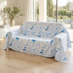 Copridivano Copritutto cotone leggero Maui Azzurro 260 x 295