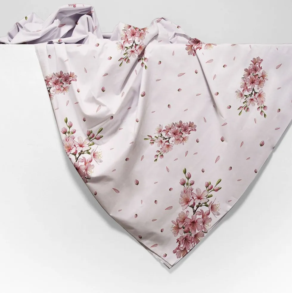 Copridivano copritutto cotone leggero Silene fiori rosa 260 x 295