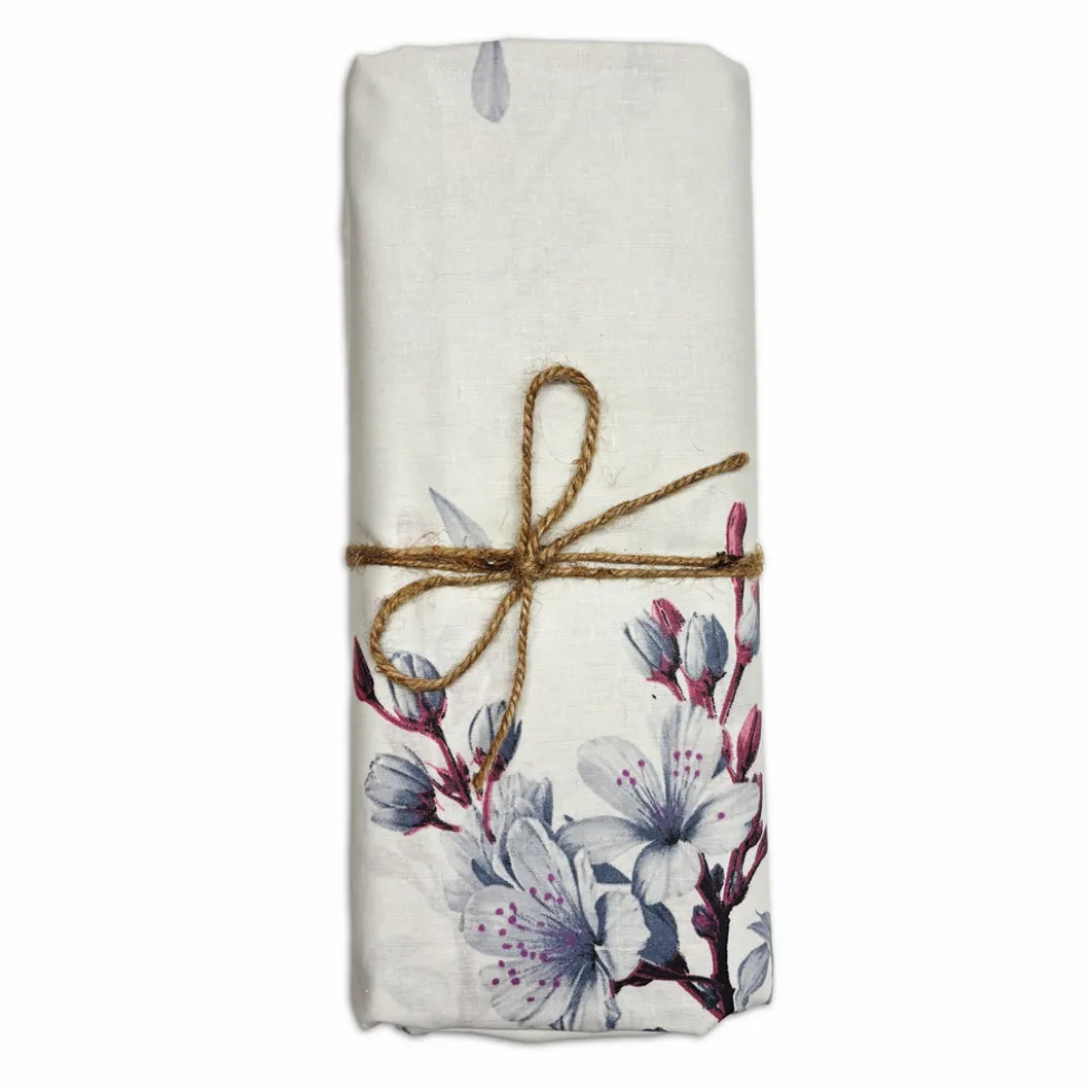 Copridivano copritutto cotone leggero Silene fiori azzurri 260 x 295