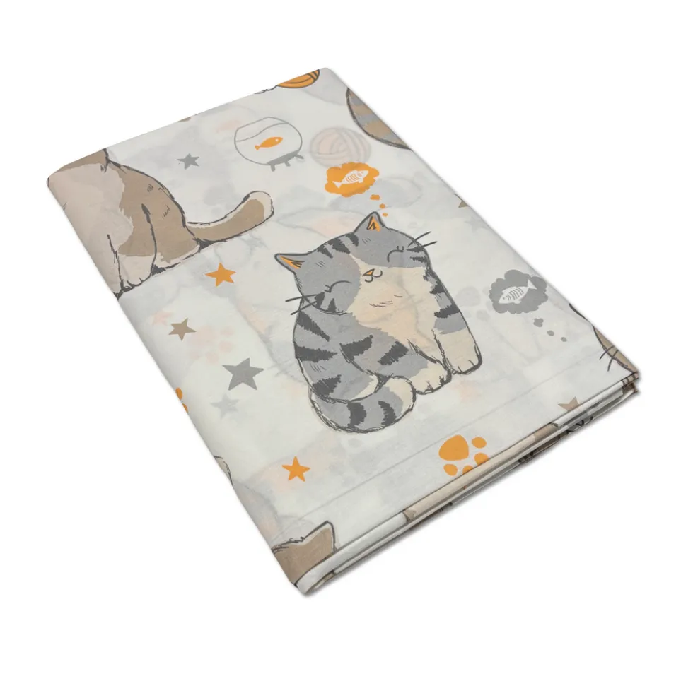 Copridivano copritutto cotone leggero gatti e gomitoli 260 x 290