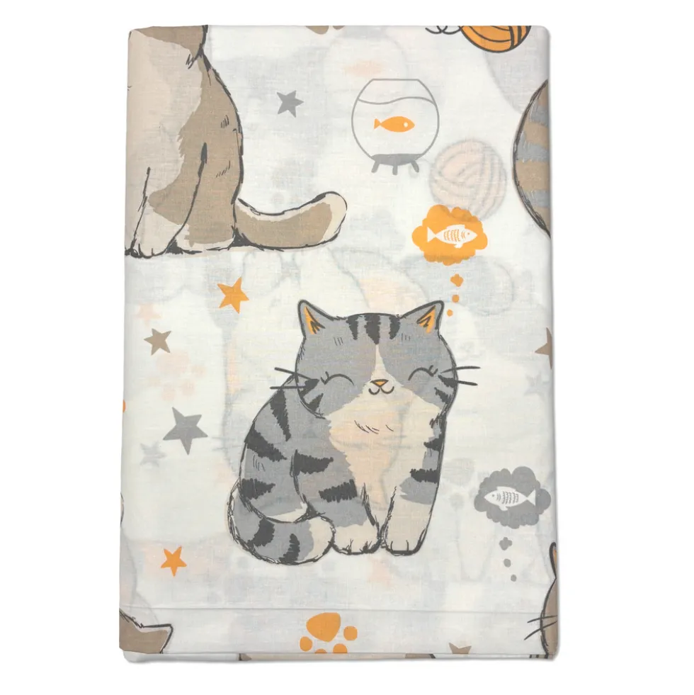 Copridivano copritutto cotone leggero gatti e gomitoli 260 x 290