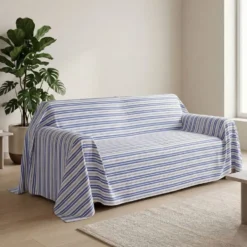 Copridivano Copritutto cotone leggero Linnet Blu 170 x 295