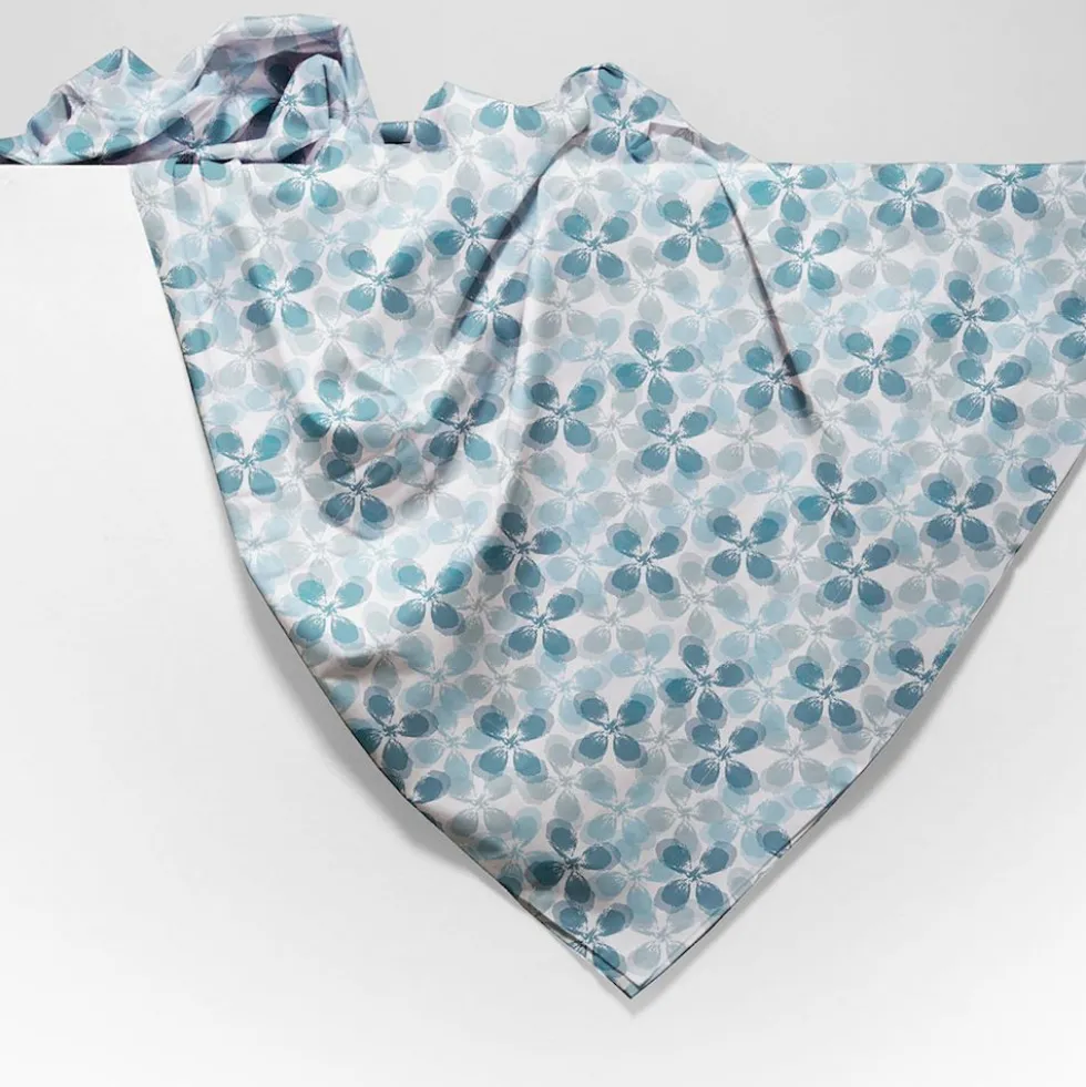 Copridivano copritutto cotone leggero Bliss fiori azzurro 170 x 295