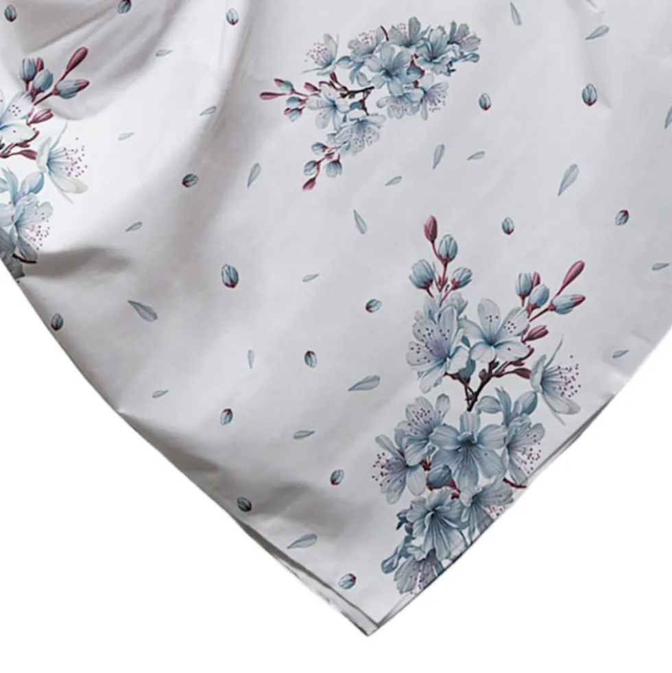Copridivano copritutto cotone leggero Silene fiori azzurri 170 x 295