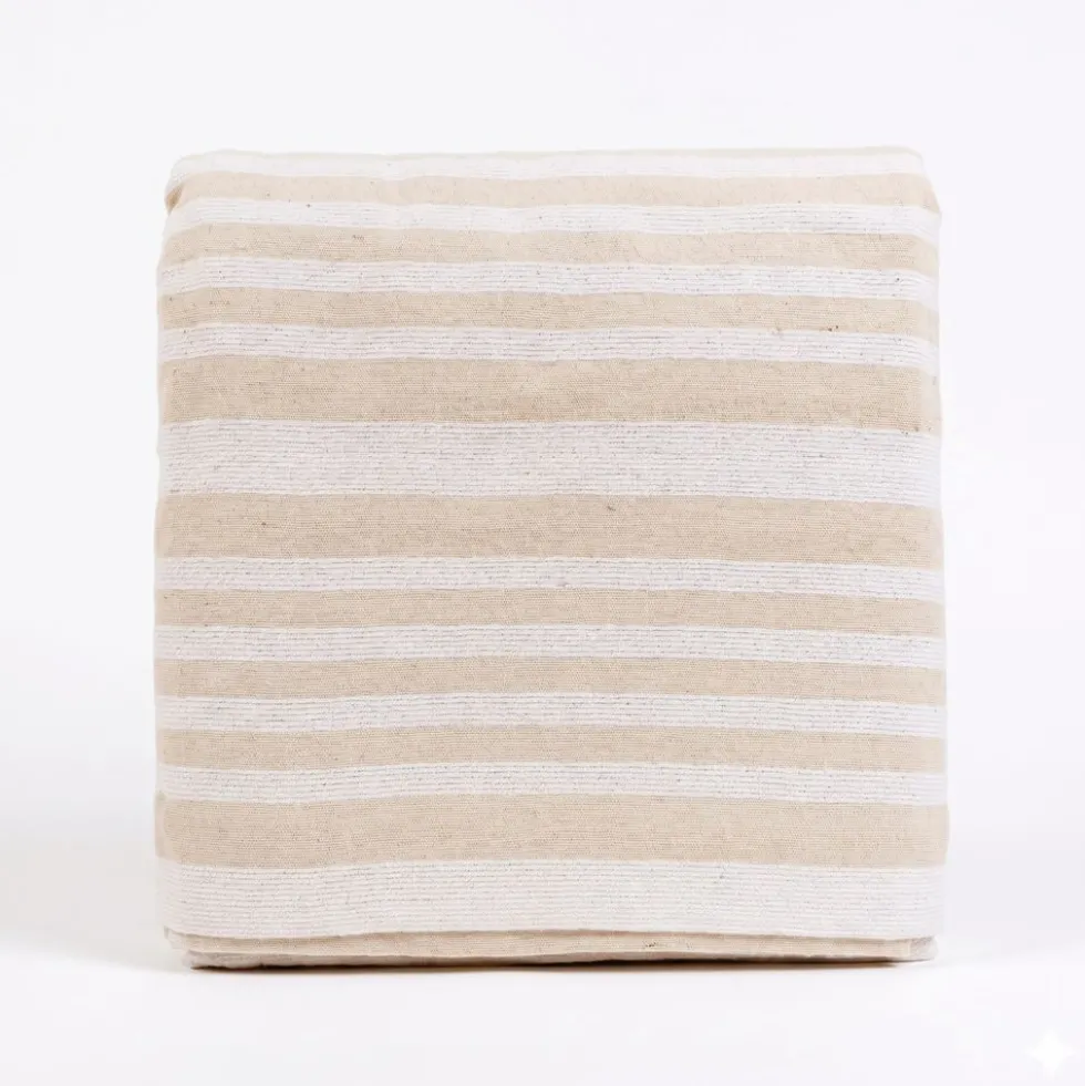 Copridivano Copritutto Natural Righe bianche e beige alternate 250x250
