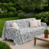 Copridivano copritutto Toile de Jouy Blu fondo Panna 160 x 280