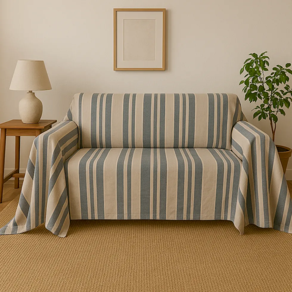 Copridivano copritutto Vela riga blu 260 x 280