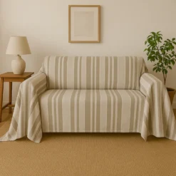 Copridivano copritutto Vela riga tortora 160 x 280