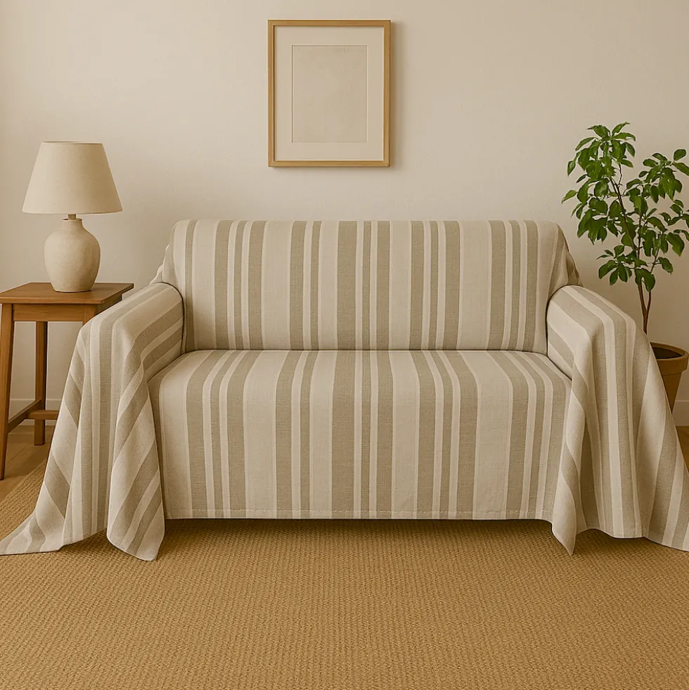 Copridivano copritutto Vela riga tortora 160 x 280