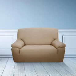 Copridivano 2 posti in tessuto bielastico antimacchia beige
