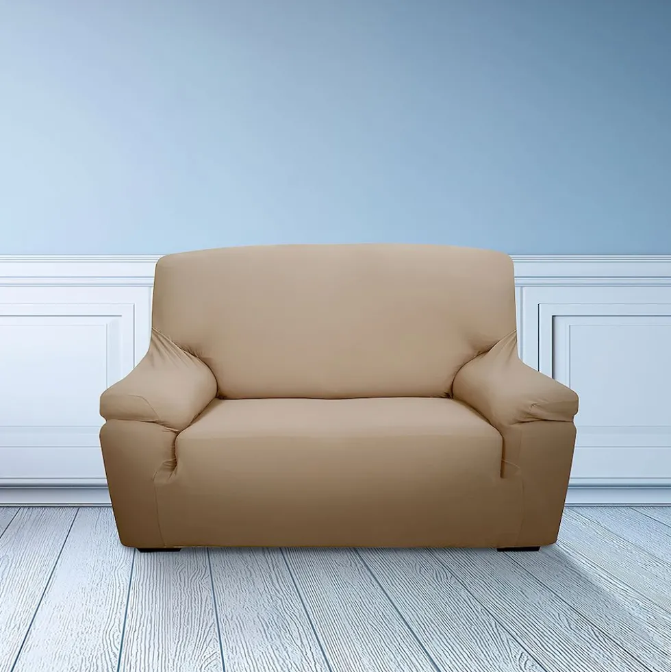 Copridivano 2 posti in tessuto bielastico antimacchia beige