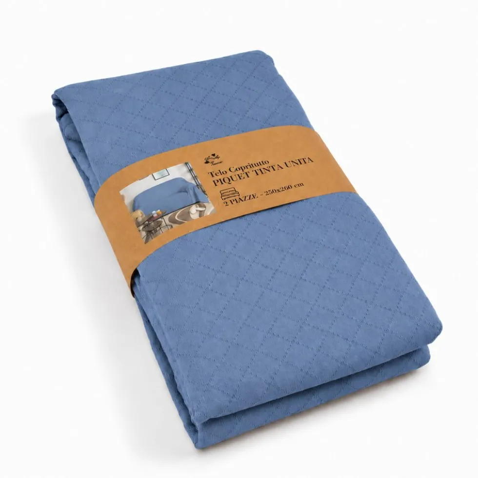 Copriletto arredatutto in Piquet Blu Singolo