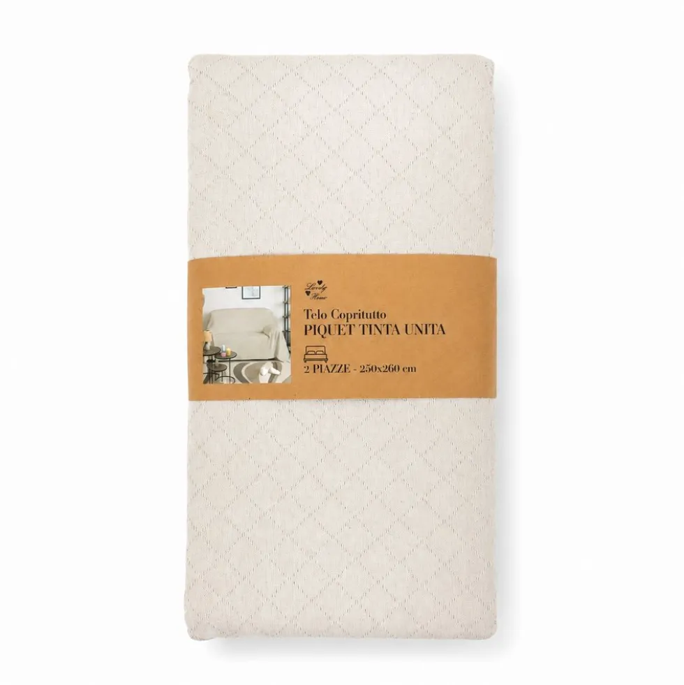Copriletto arredatutto in Piquet Beige Matrimoniale