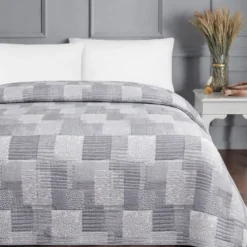 Copriletto frescoletto Jacquard Amanda Geometrico Grigio Matrimoniale