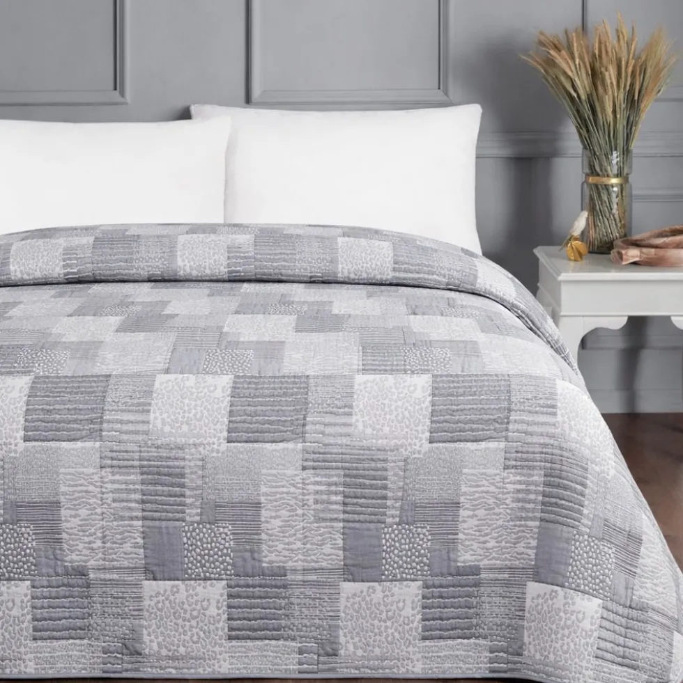Copriletto frescoletto Jacquard Amanda Geometrico Grigio Matrimoniale