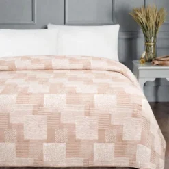 Copriletto frescoletto Jacquard Amanda Geometrico Rosa Matrimoniale