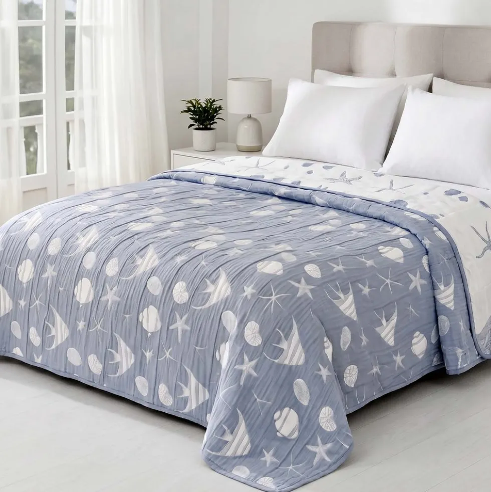 Copriletto Jacquard double face Charm Oltremare 170x260