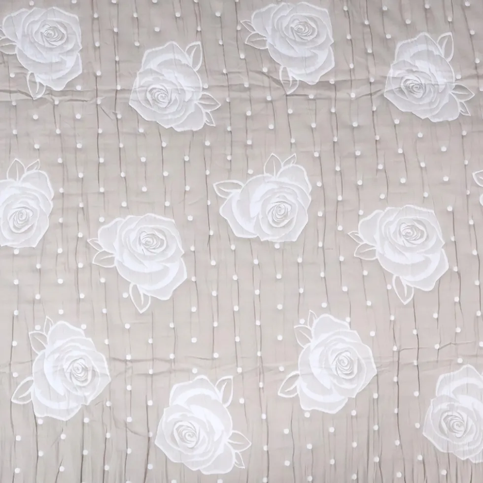 Copriletto mezzastagione jacquard Rosa Pois Tortora matrimoniale