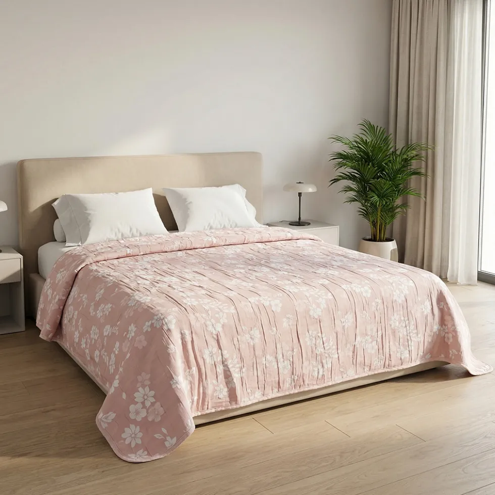 Copriletto mezzastagione jacquard Fiori Rosa matrimoniale