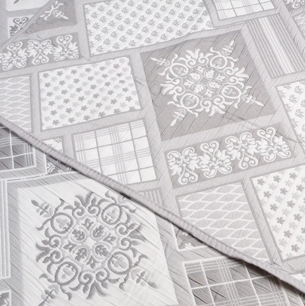Copriletto mezzastagione jacquard Patchwork Grigio matrimoniale