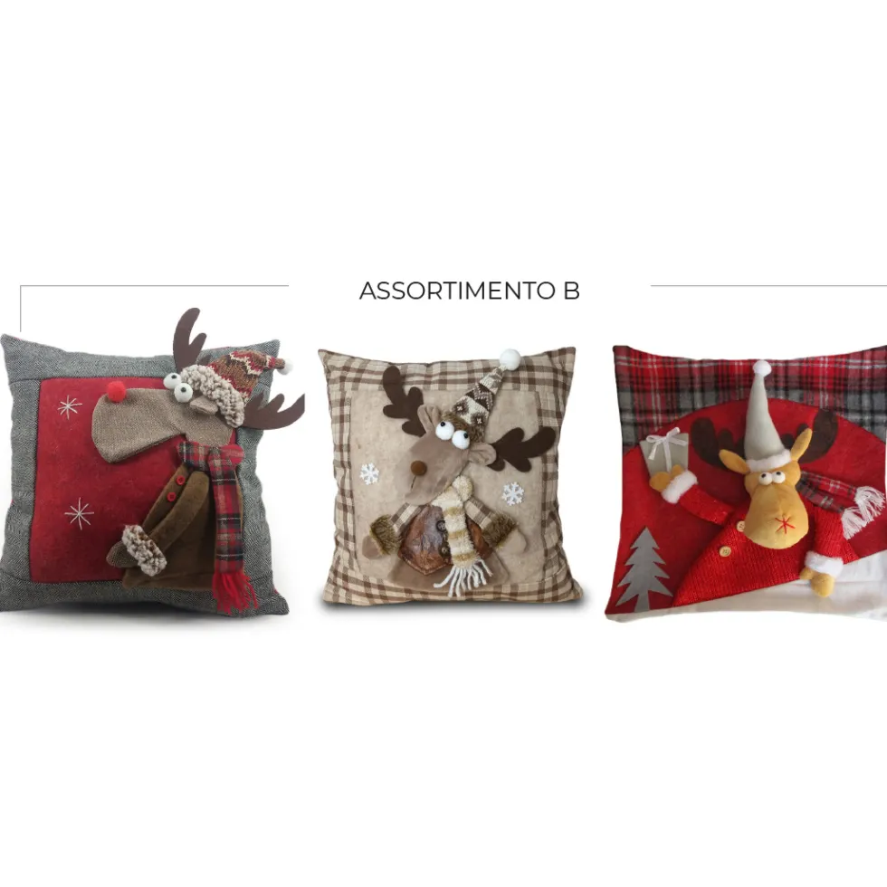 Cuscino Imbottito con applicazioni Renna Dono 45 x 45