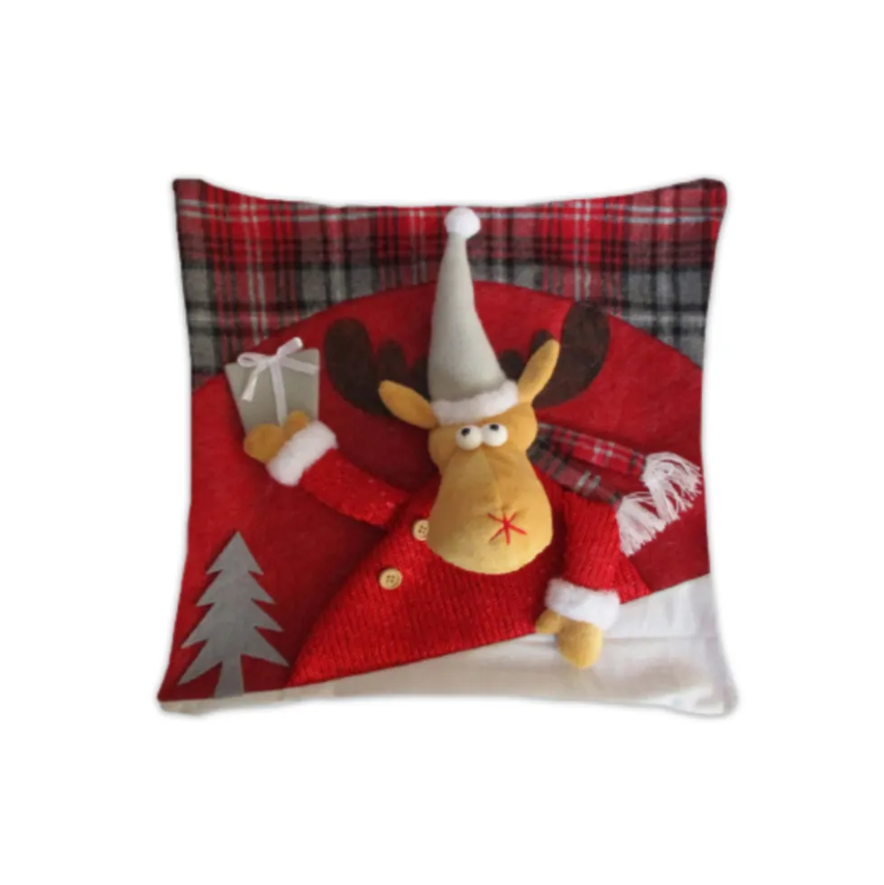 Cuscino Imbottito con applicazioni Renna Dono 45 x 45