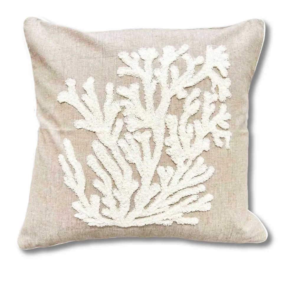 Cuscino imbottito marea 45 x 45 Corallo panna rilievo