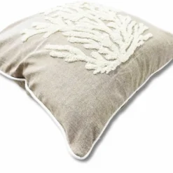Cuscino imbottito marea 45 x 45 Corallo panna rilievo