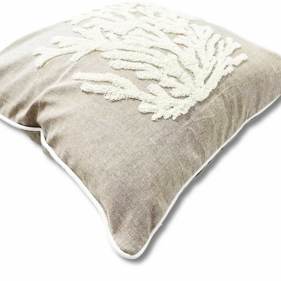 Cuscino imbottito marea 45 x 45 Corallo panna rilievo