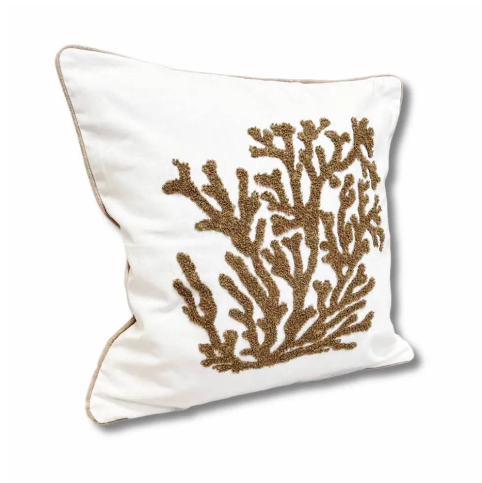 Cuscino imbottito marea 45 x 45 Corallo tortora rilievo