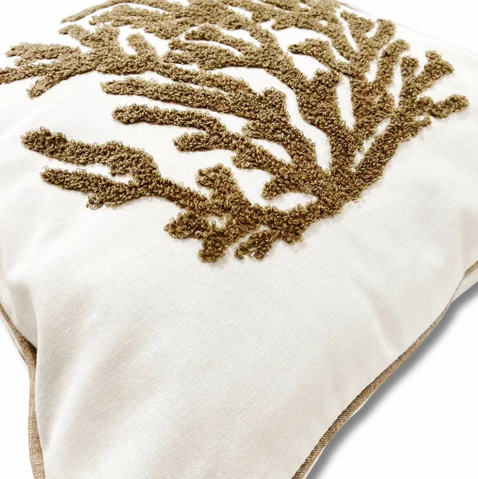 Cuscino imbottito marea 45 x 45 Corallo tortora rilievo