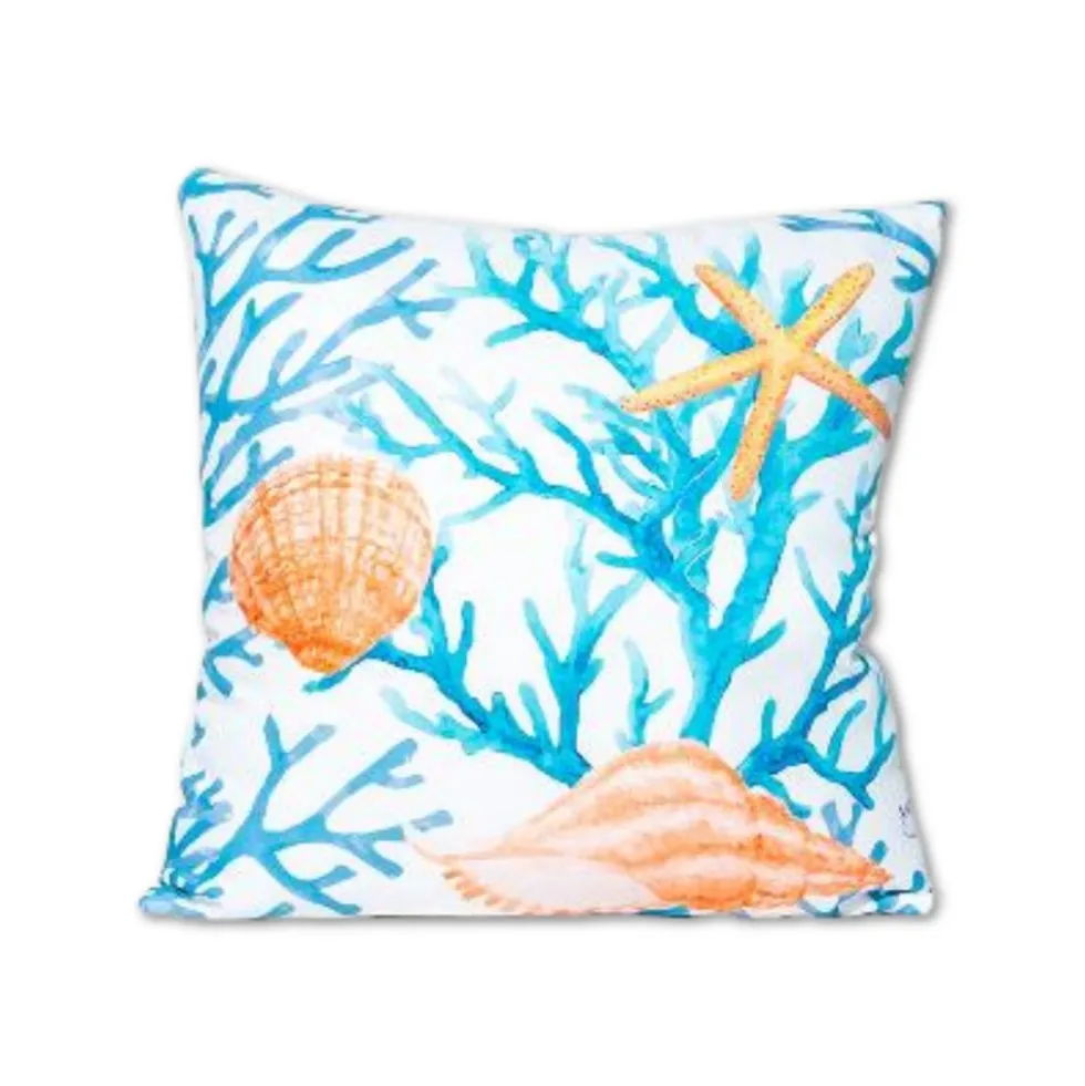 Cuscino in Microfibra Corallo e Conchiglie 40 x 40