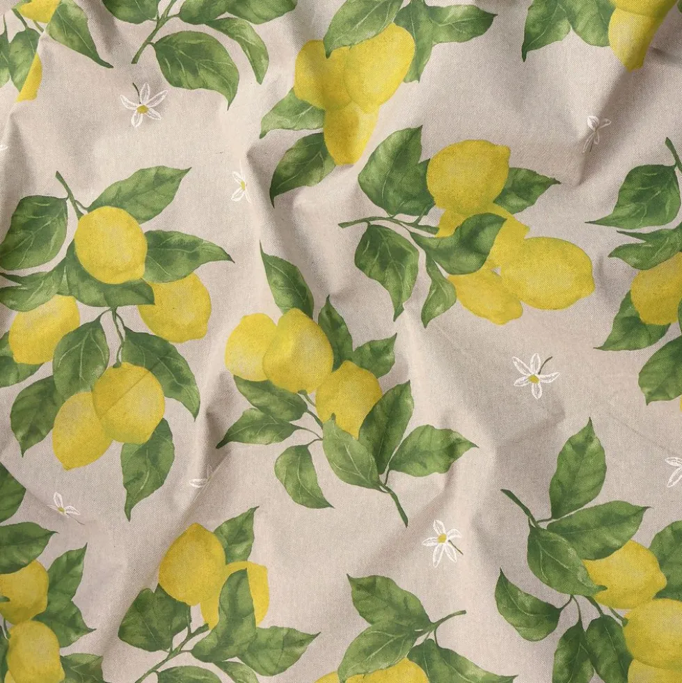 Federa cuscino Limoni e Fiori fondo Beige 40 x 40