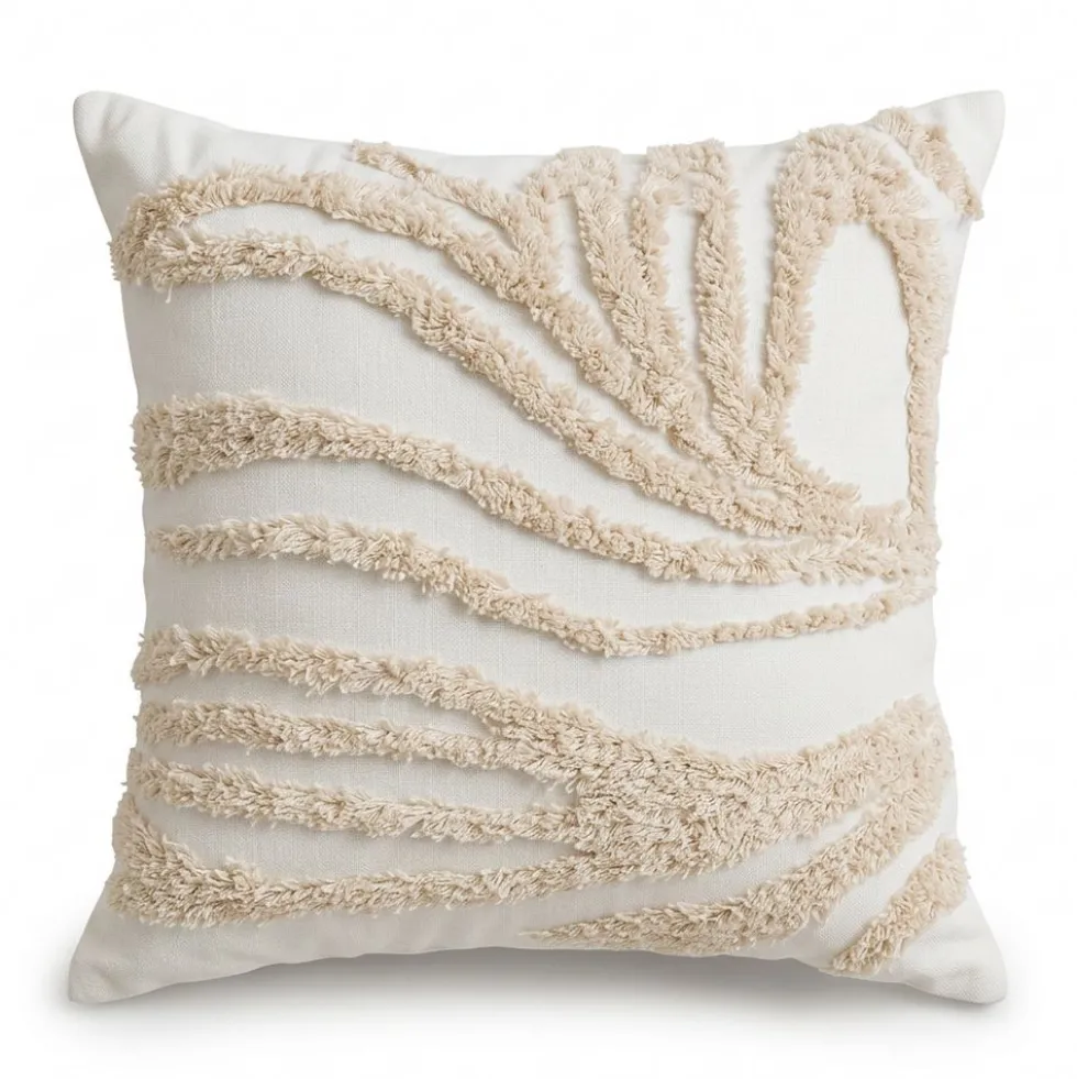 Federa cuscino Ricamo punto Spugna Mauris Beige 45x45