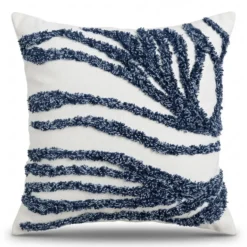 Federa cuscino Ricamo punto Spugna Mauris Blu 45x45