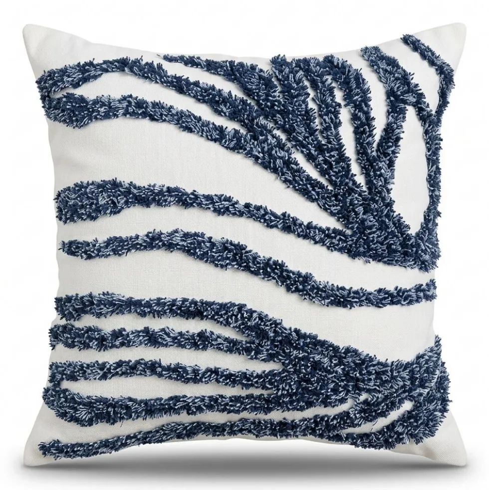 Federa cuscino Ricamo punto Spugna Mauris Blu 45x45